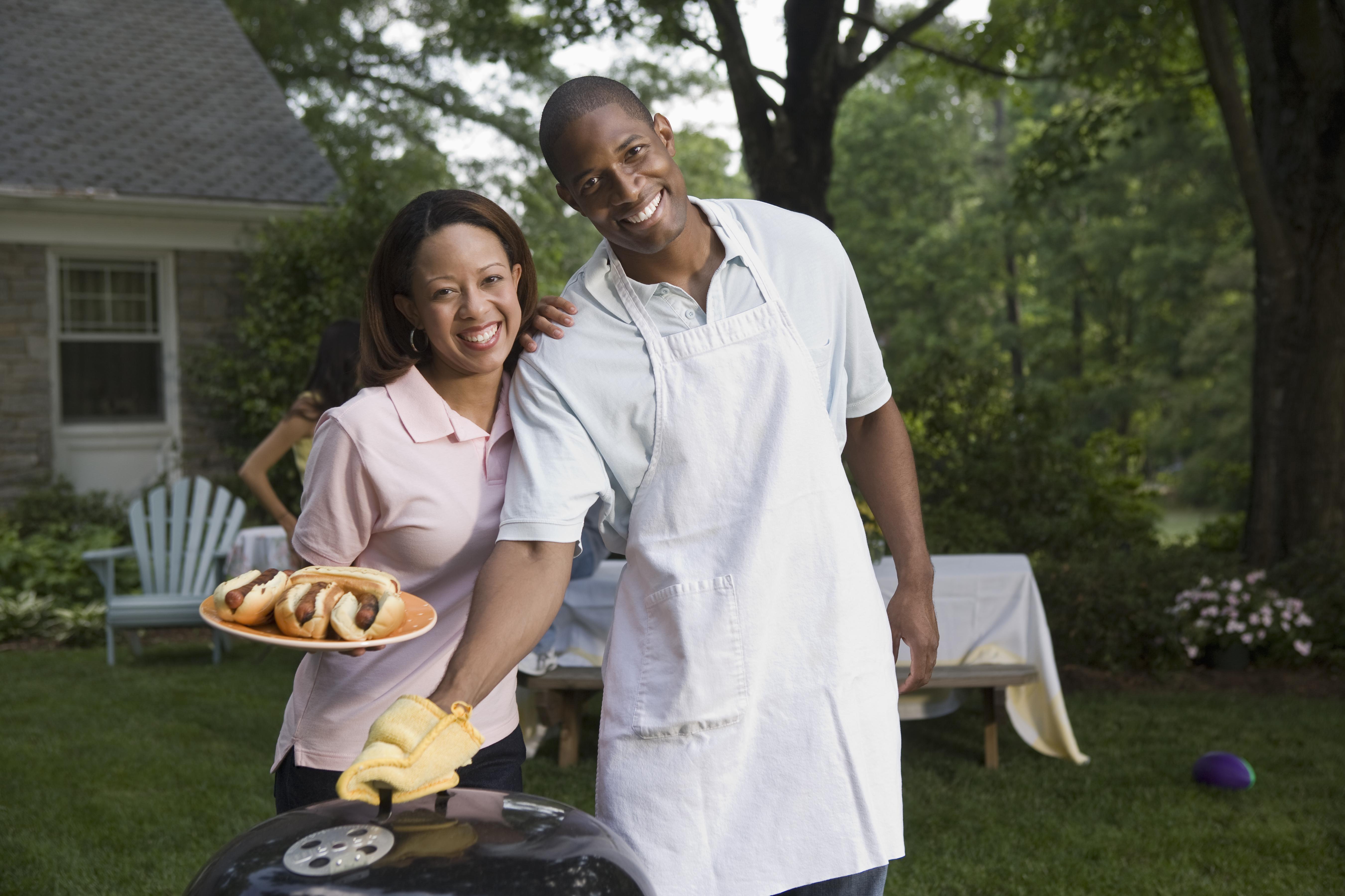 Happy couple at cook-out