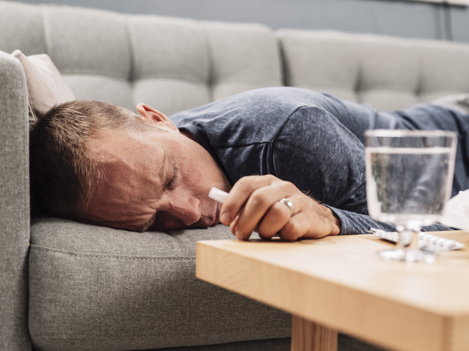 Sick man having a flu cold